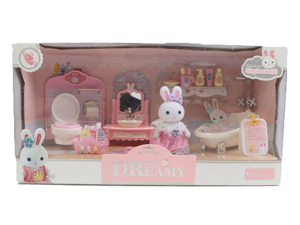 عروسک خرگوش کوچولوی فانتزی با لوازم سرویس بهداشتی و حمام  اسباب بازی