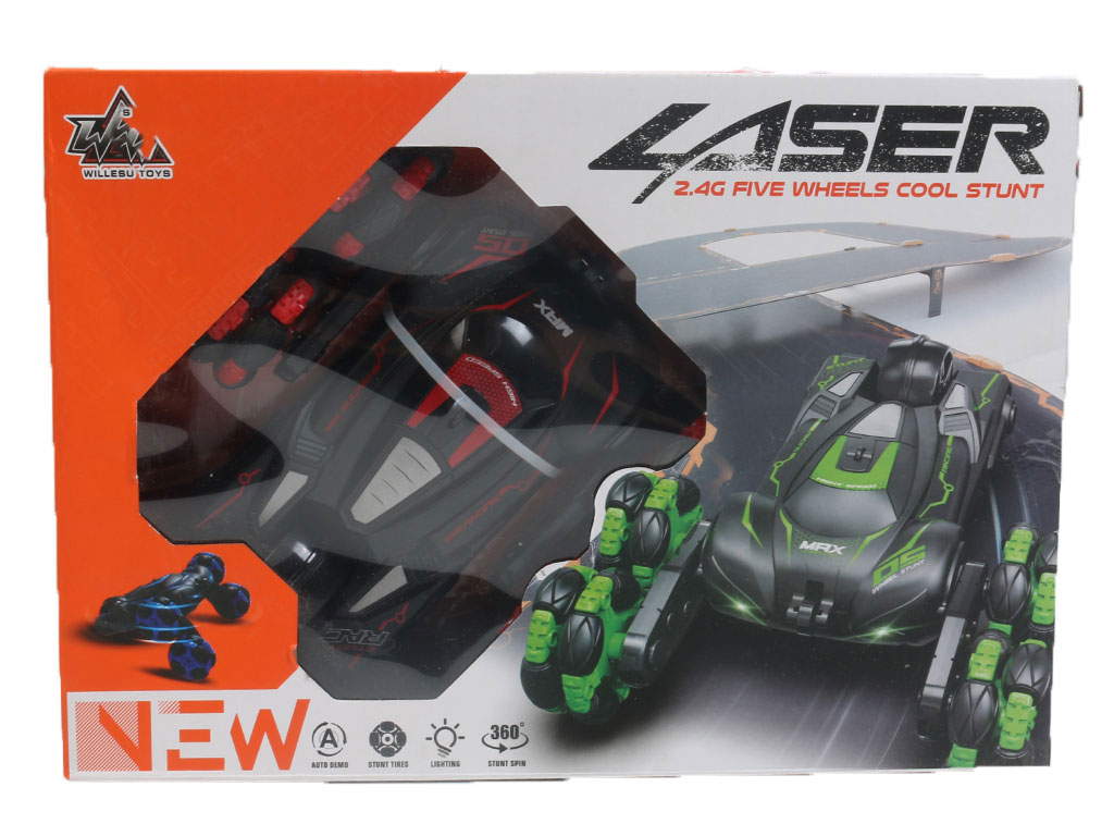 ماشین 5 چرخ کنترلی، شارژی، چراغ دار با چرخش 360 درجه اسباب بازی