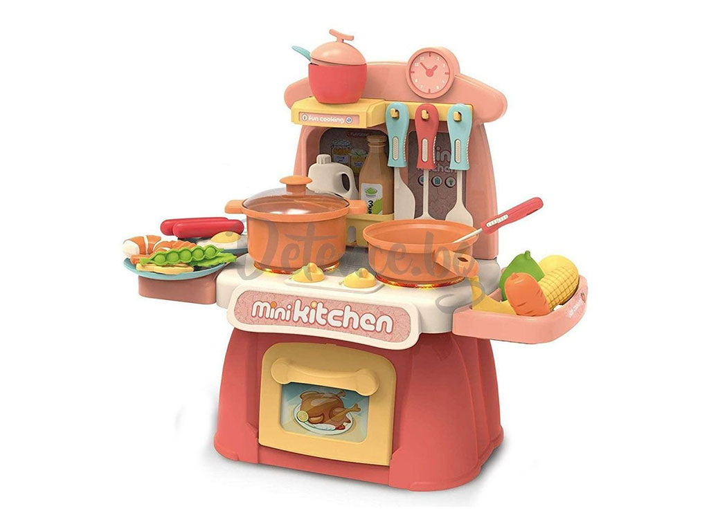 مینی ست گاز و فر موزیکال و چراغ دار آشپزخانه اسباب بازی(سایز کوچک/26 تکه)