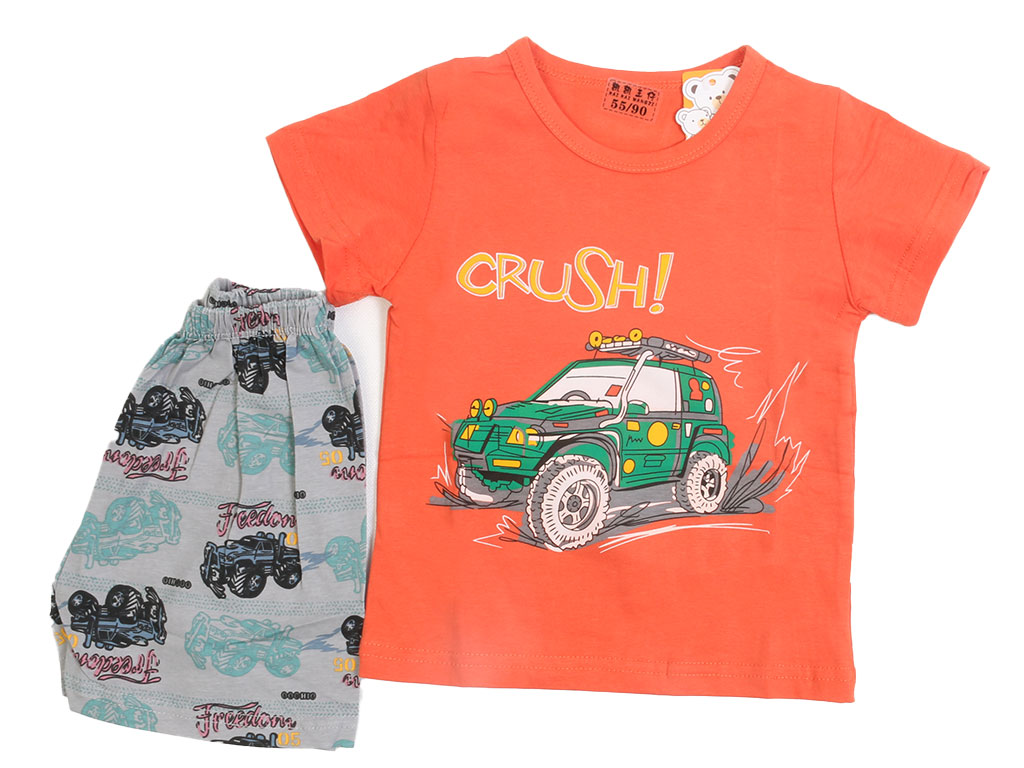 تیشرت و شلوارک راحتی پسرانه طرح ماشین