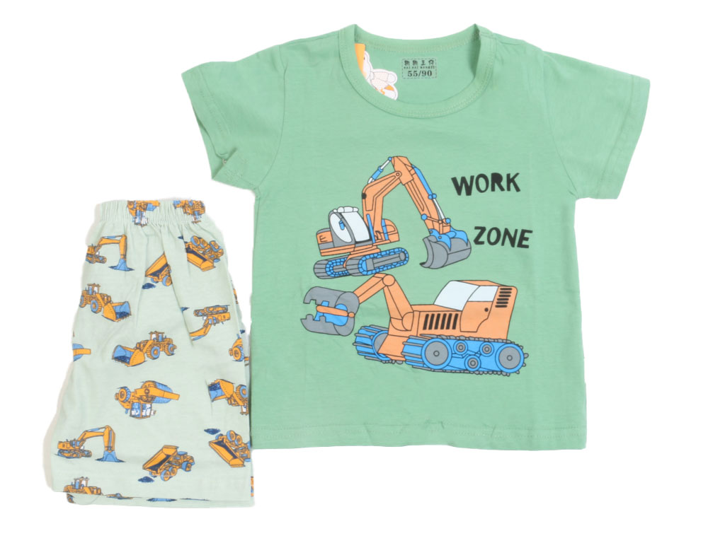 تیشرت و شلوارک راحتی پسرانه طرح ماشین راهسازی