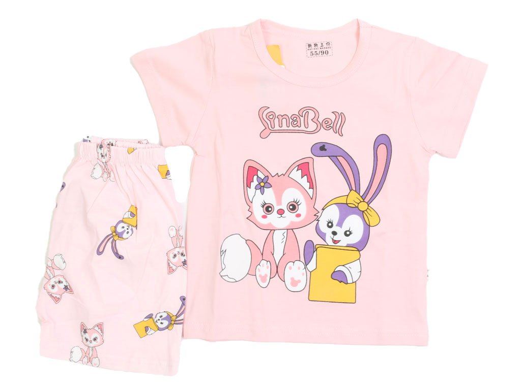 تیشرت و شلوارک راحتی دخترانه طرح خرگوش و روباه