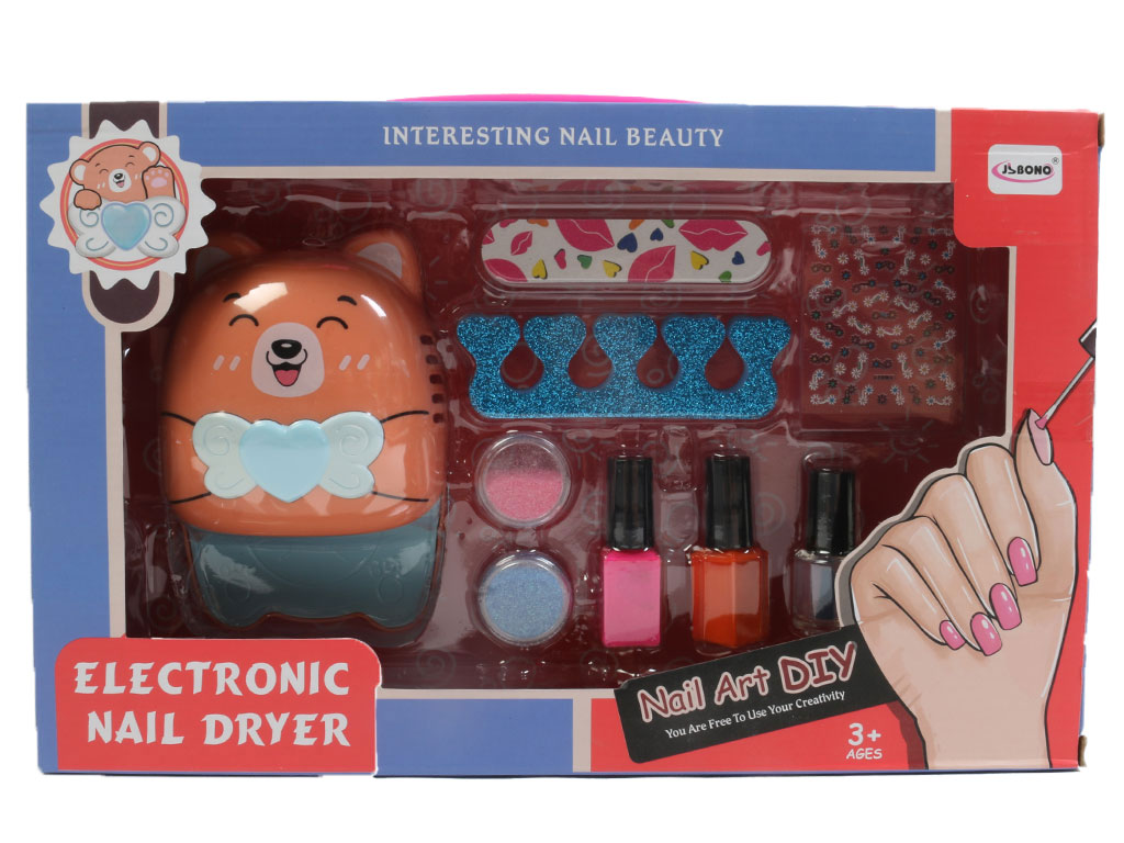 ست طراحی ناخن اسباب بازی همراه با لوازم و دستگاه لاک خشک کن
