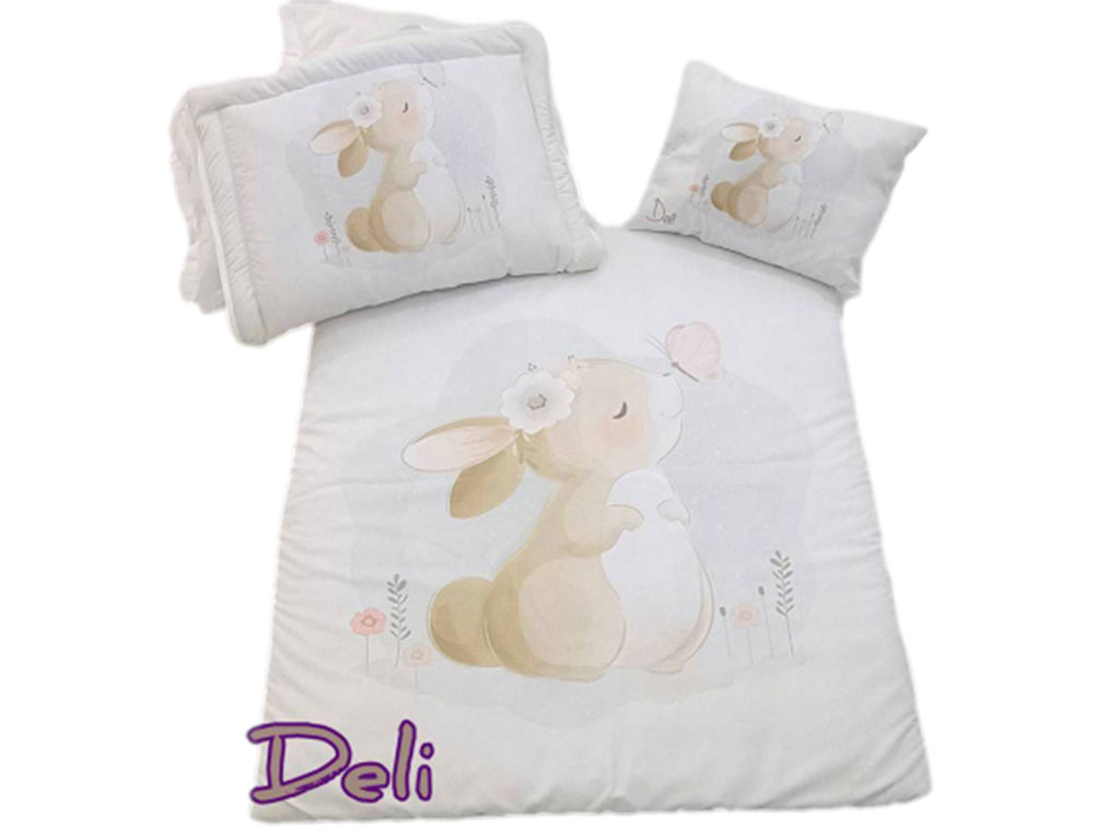 سرویس خواب نوزادی 3 تکه طرح خرگوش و پروانه دلی deli