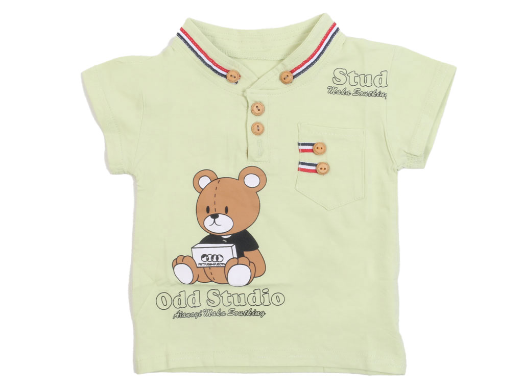 تیشرت پسرانه سه دکمه یقه دیپلمات طرح تدی