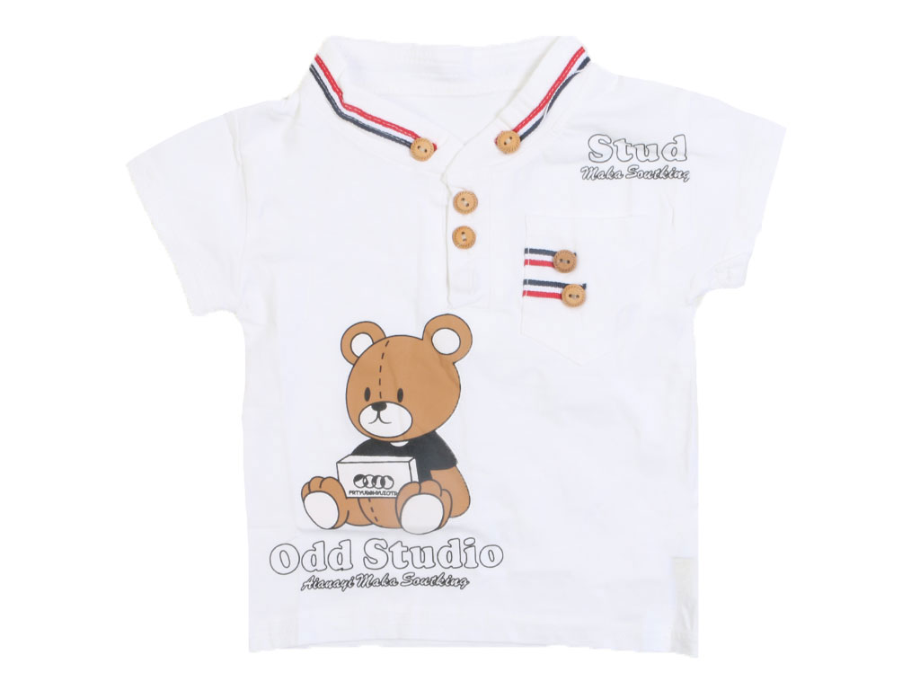 تیشرت پسرانه سه دکمه یقه دیپلمات طرح تدی