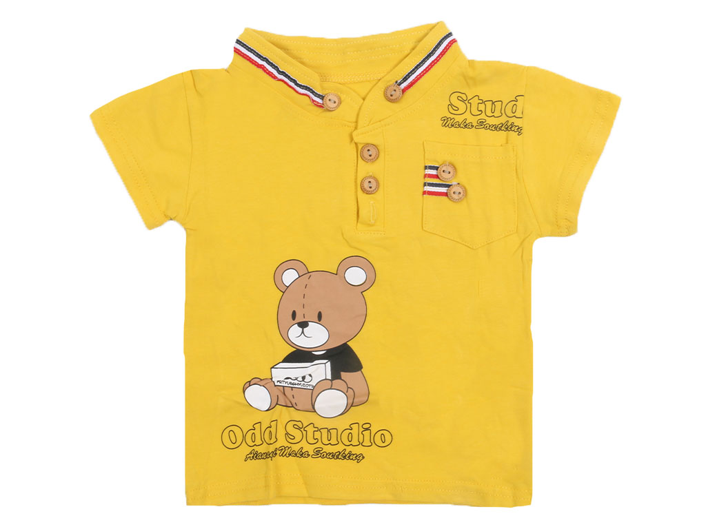 تیشرت پسرانه سه دکمه یقه دیپلمات طرح تدی