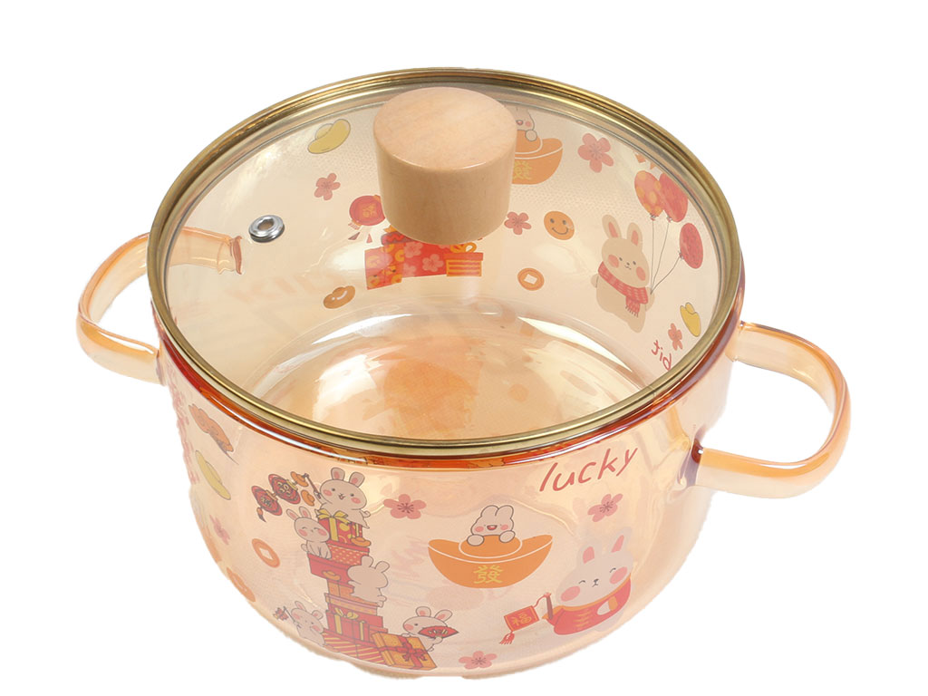 قابلمه پیرکس دسته دار طرح حیوانات حجم 1800 میلی لیتر