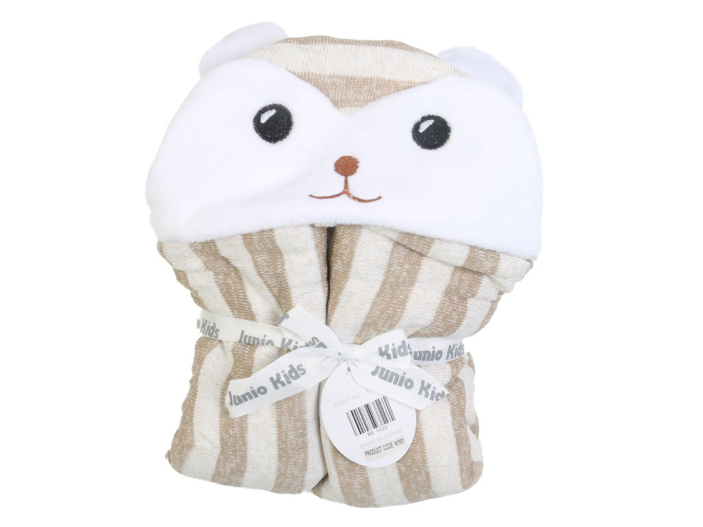 پتو نوزادی مخمل پولیشی کلاهدار تو کرکی طرح حیوانات جونیو کیدز Junio kids