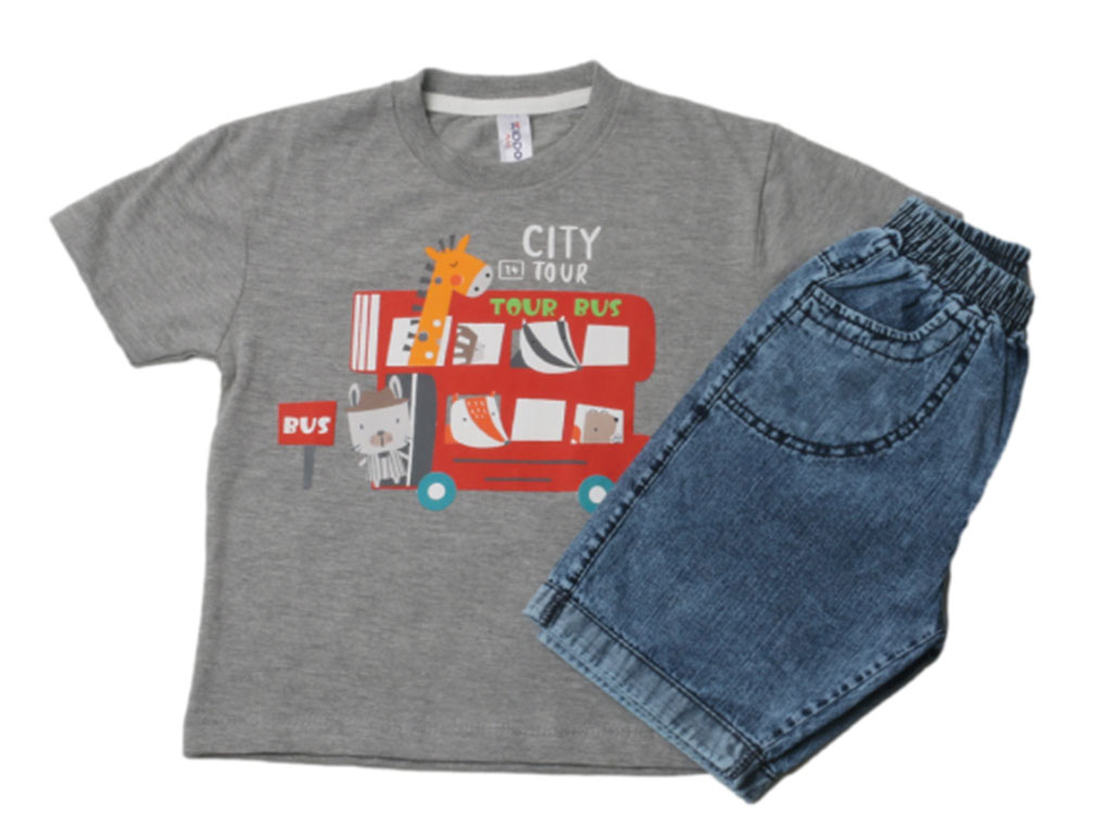 تیشرت و شلوارک جین پسرانه طرح حیوانات کیدومکس kido max