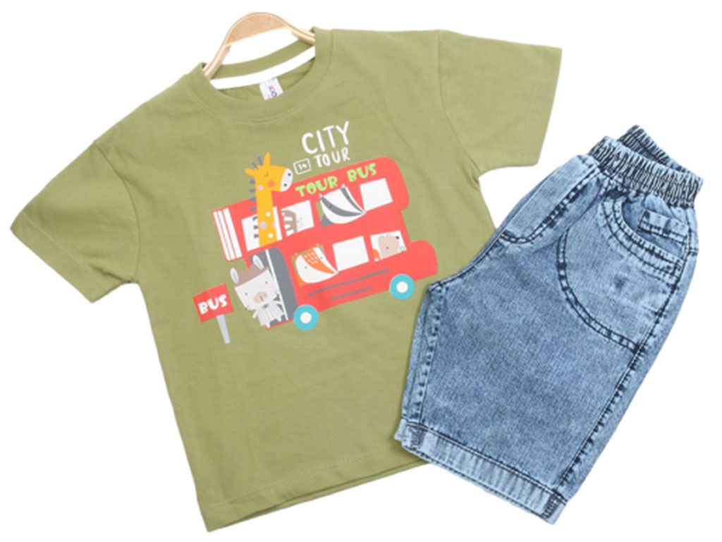 تیشرت و شلوارک جین پسرانه طرح حیوانات کیدومکس kido max