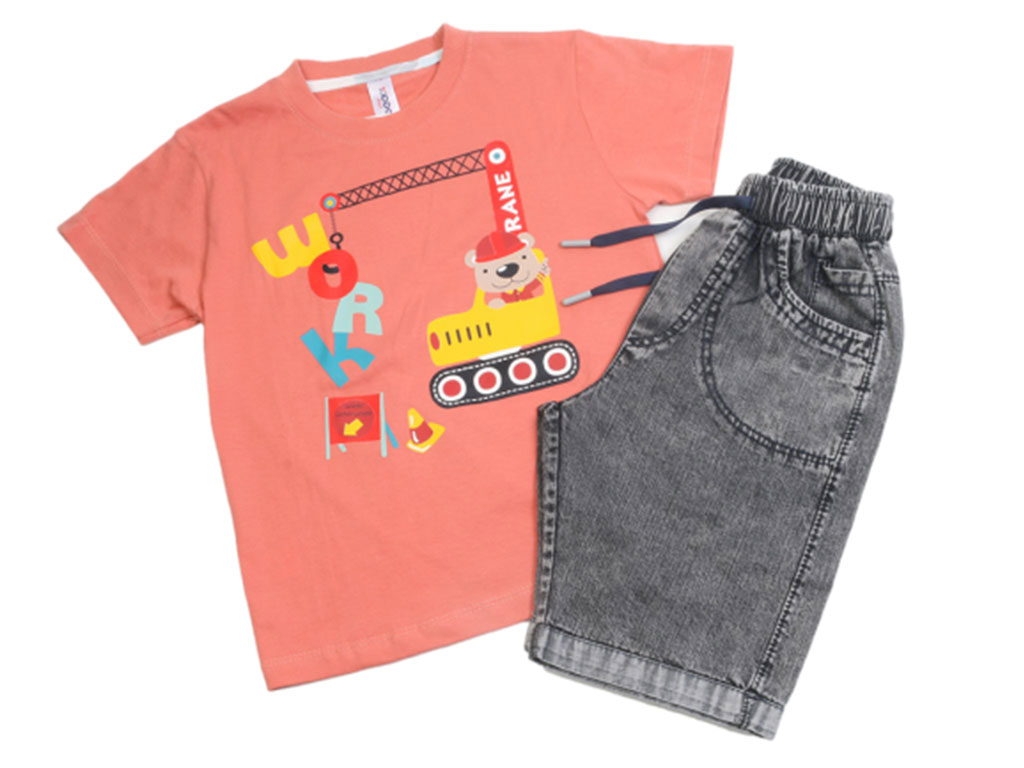 تیشرت و شلوارک پسرانه طرح وسایل نقلیه کیدومکس kido max