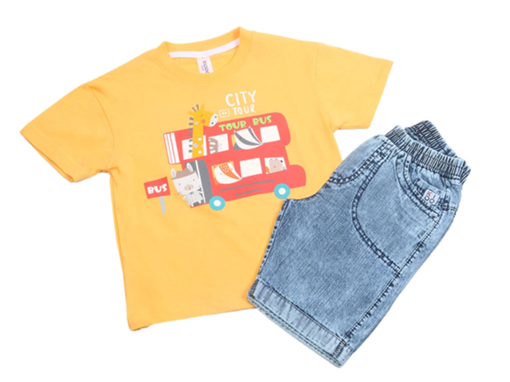 تیشرت و شلوارک جین پسرانه طرح حیوانات کیدومکس kido max