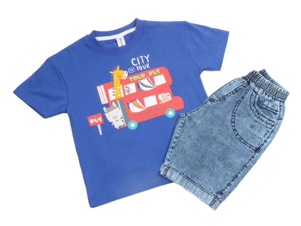 تیشرت و شلوارک جین پسرانه طرح حیوانات کیدومکس kido max