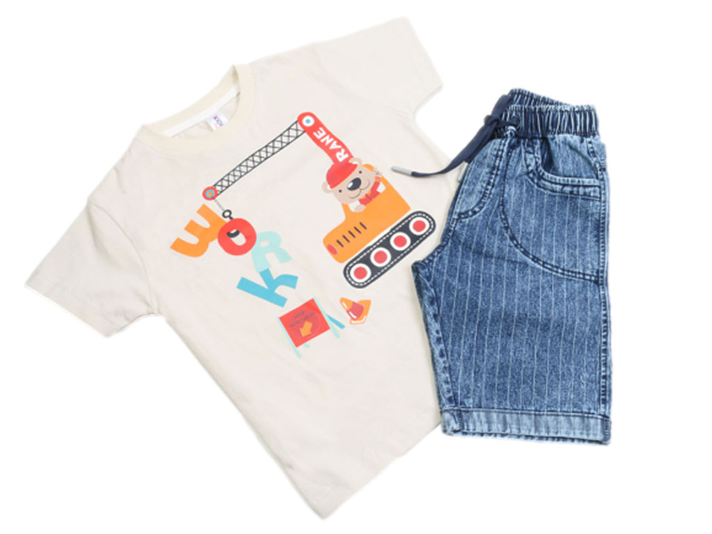 تیشرت و شلوارک پسرانه طرح وسایل نقلیه کیدومکس kido max