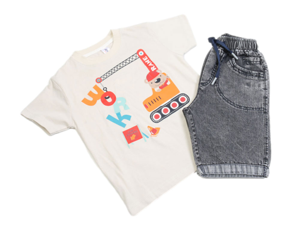 تیشرت و شلوارک پسرانه طرح وسایل نقلیه کیدومکس kido max