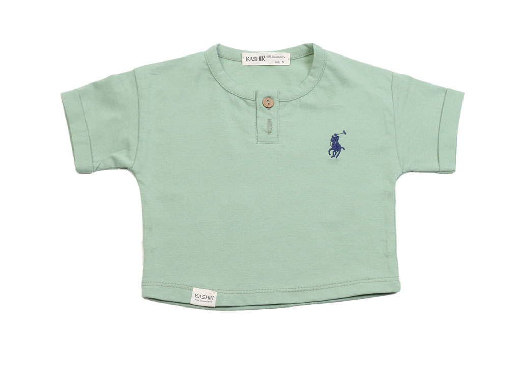 تیشرت آستین کوتاه بچه گانه سبز رنگ بشیرBASHIR