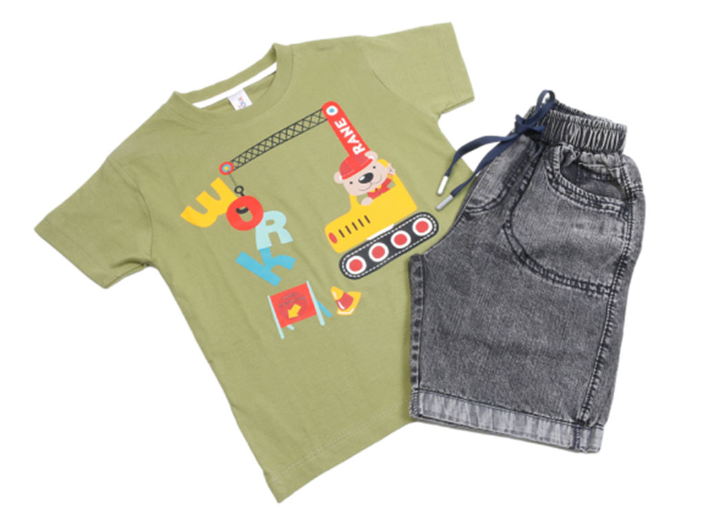 تیشرت و شلوارک پسرانه طرح وسایل نقلیه کیدومکس kido max