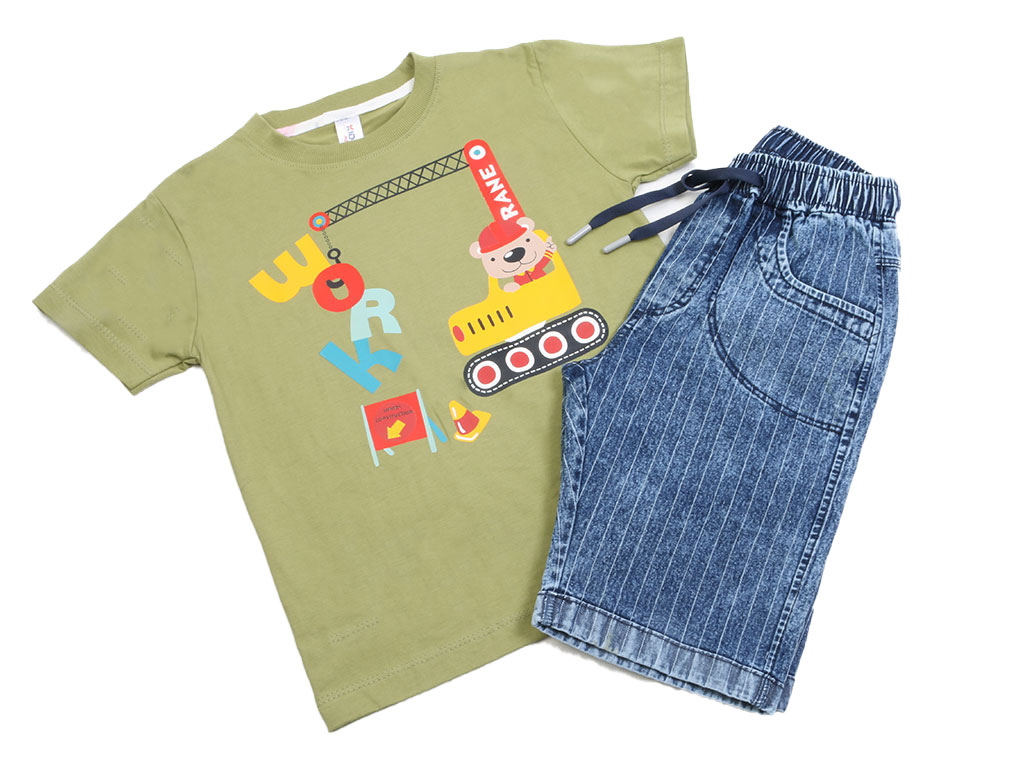 تیشرت و شلوارک پسرانه طرح وسایل نقلیه کیدومکس kido max