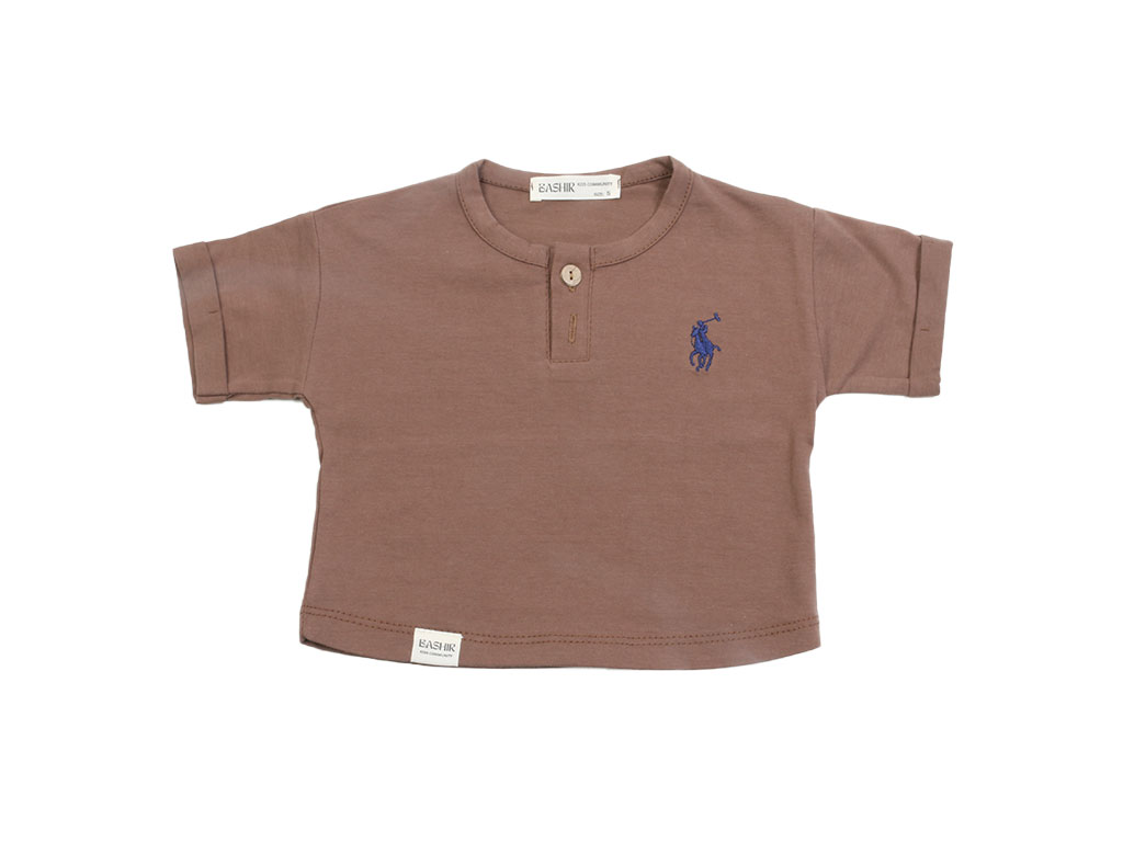 تیشرت آستین کوتاه بچه گانه قهوه ای رنگ بشیرBASHIR