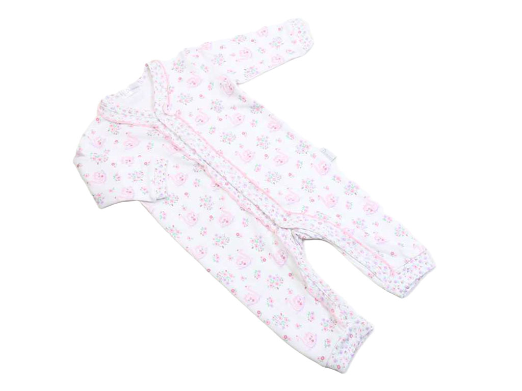 سرهمی نوزادی دخترانه طرح قو صورتی و گلدار دانالو Danaloo