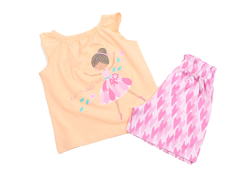 تاپ و شلوارک راحتی دخترانه طرح باله کیدومکس kido max