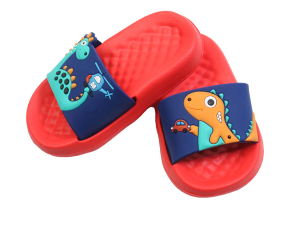 دمپایی مدل دارا بچه گانه طرح دایناسور پایون رنگ قرمز