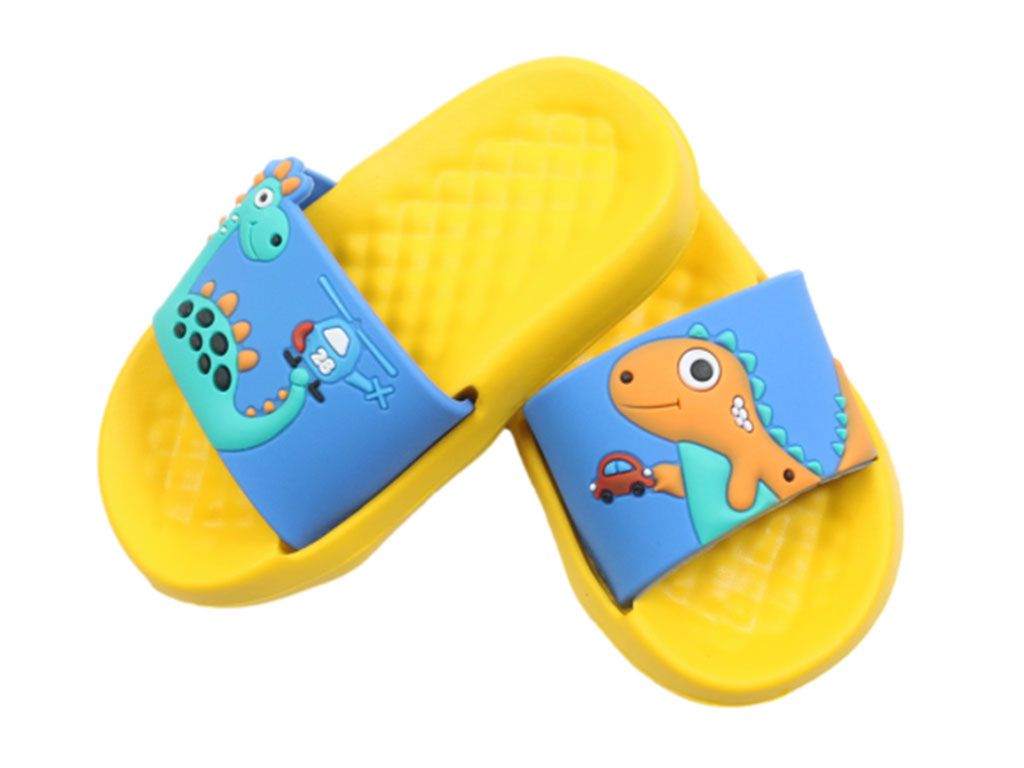 دمپایی مدل دارا بچه گانه طرح دایناسور پایون رنگ زرد