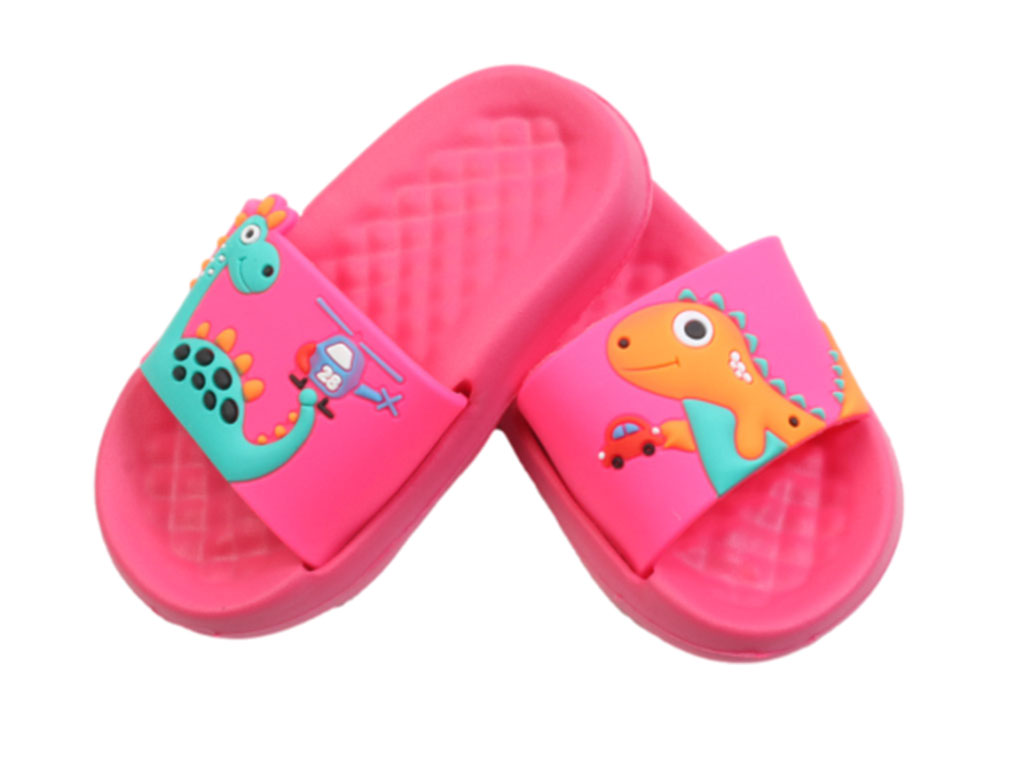 دمپایی مدل دارا بچه گانه طرح دایناسور پایون رنگ سرخابی