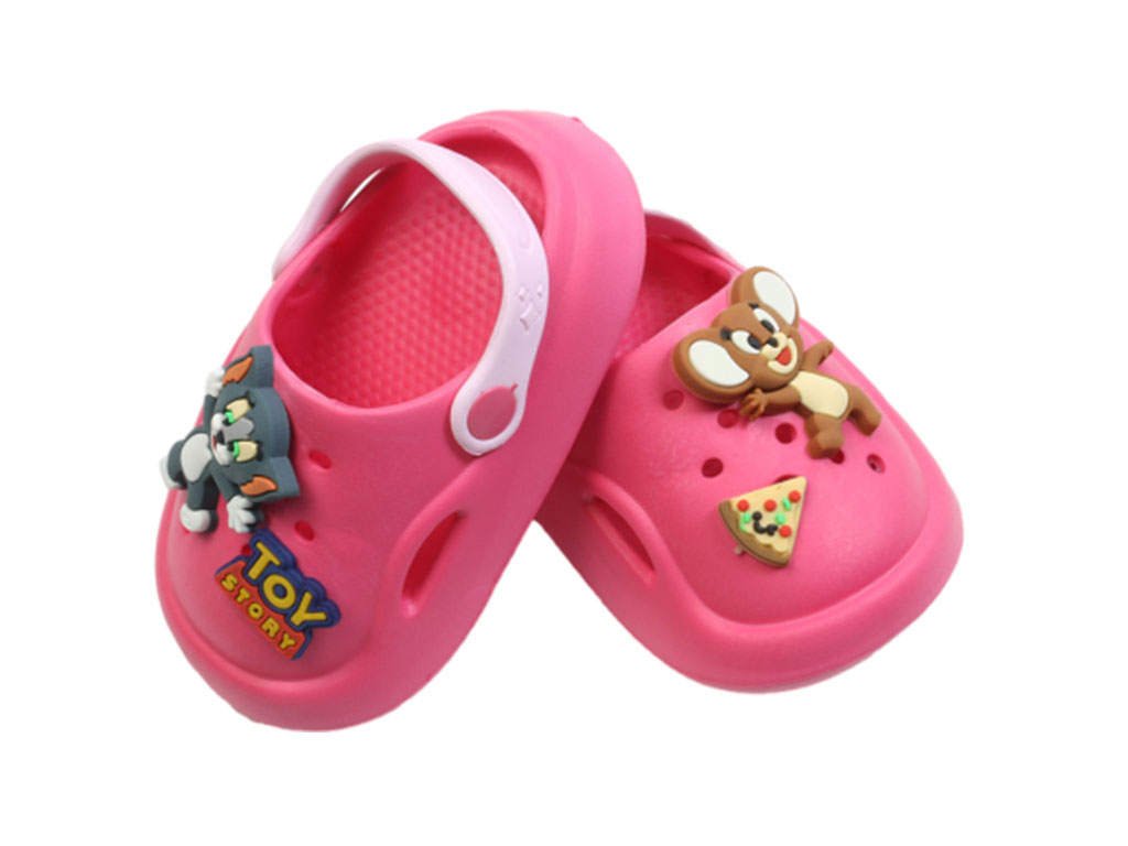 دمپایی پاستیل بچه گانه طرح تام و جری پایون رنگ سرخابی