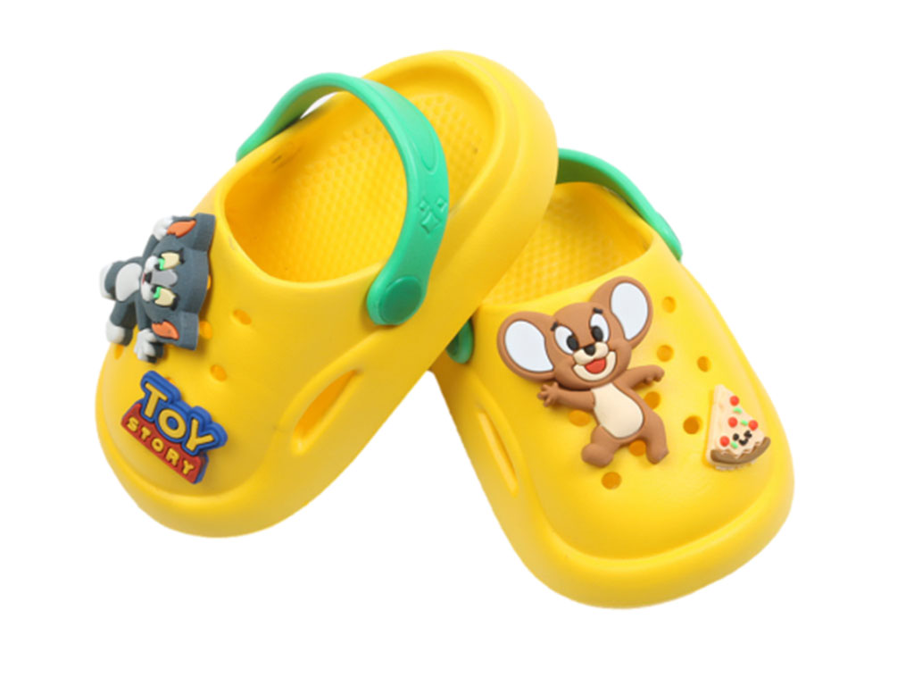 دمپایی پاستیل بچه گانه طرح تام و جری پایون رنگ زرد