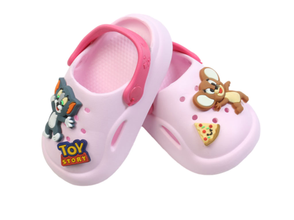 دمپایی پاستیل بچه گانه طرح تام و جری پایون رنگ صورتی