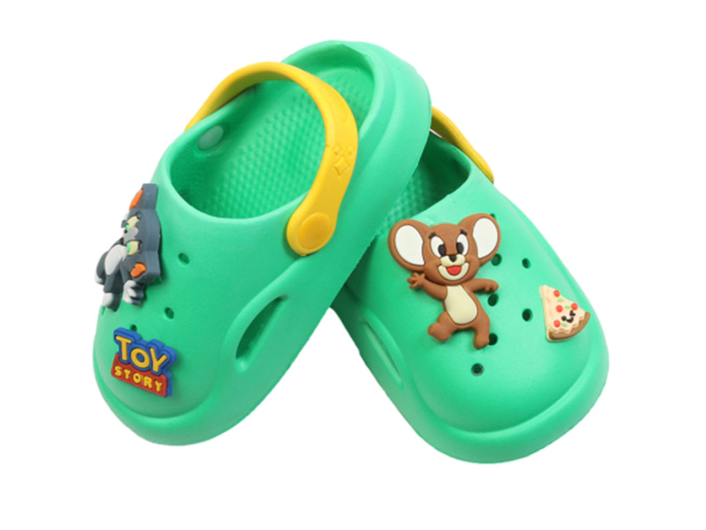 دمپایی پاستیل بچه گانه طرح تام و جری پایون رنگ سبز