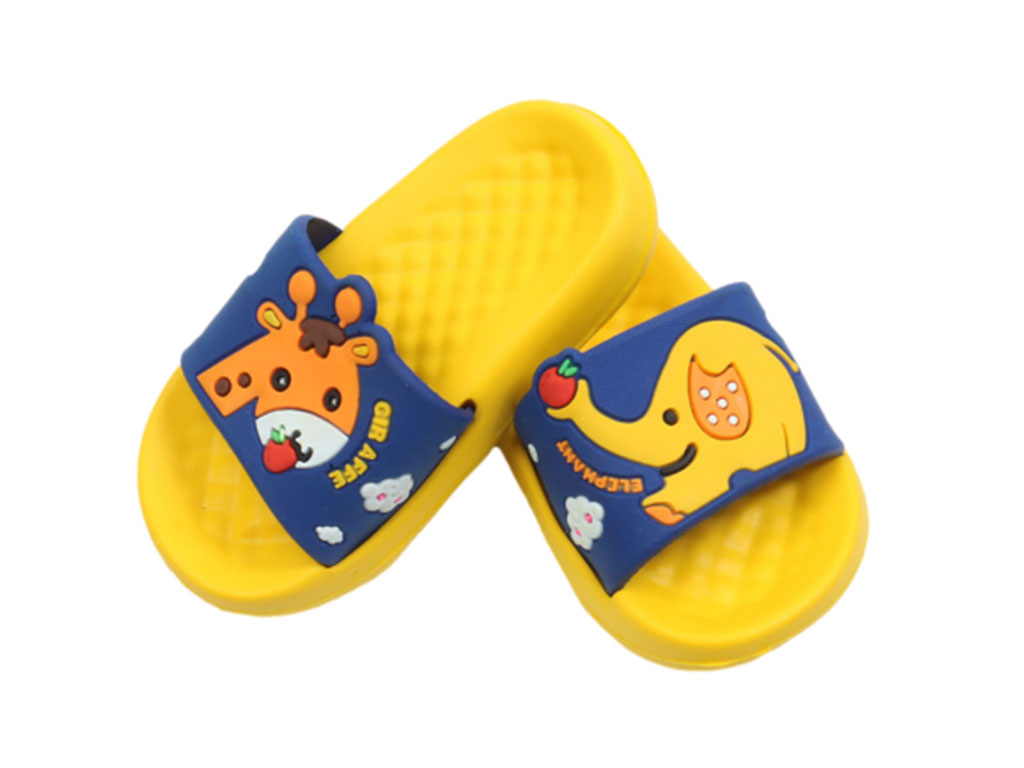 دمپایی فندق بچه گانه طرح فیل و زرافه پایون رنگ زرد