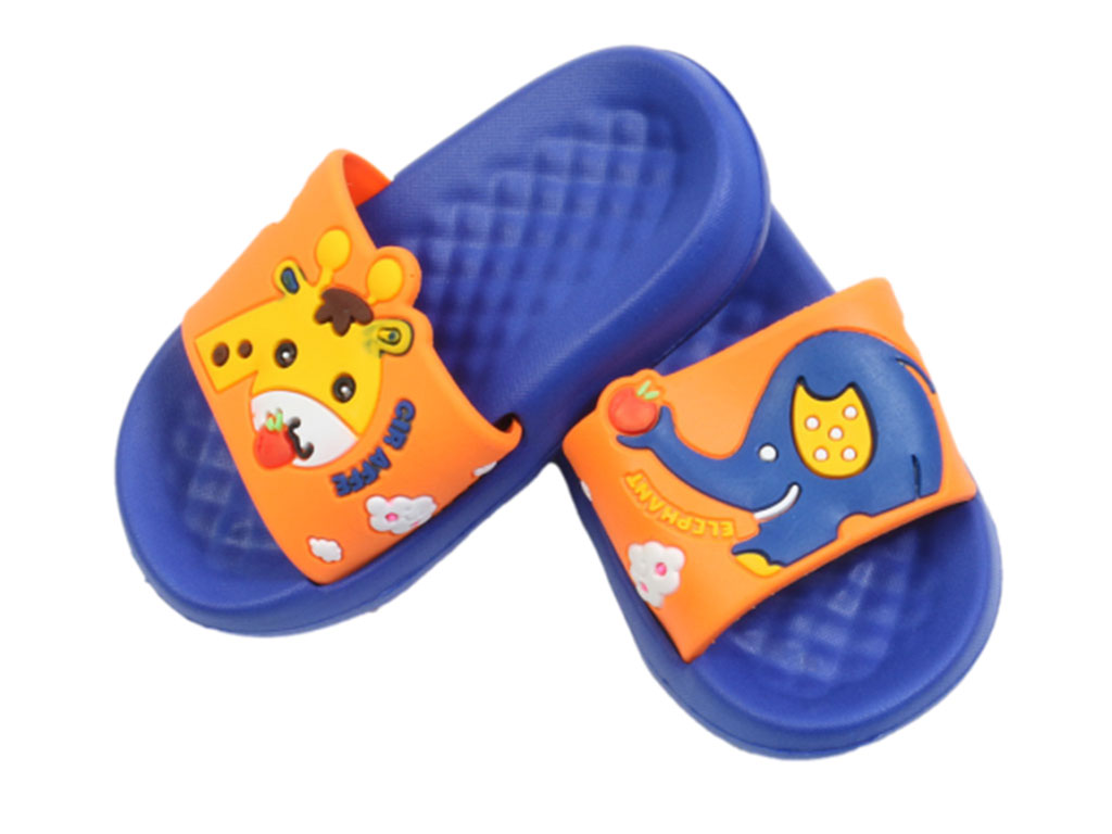 دمپایی فندق بچه گانه طرح فیل و زرافه پایون رنگ آبی