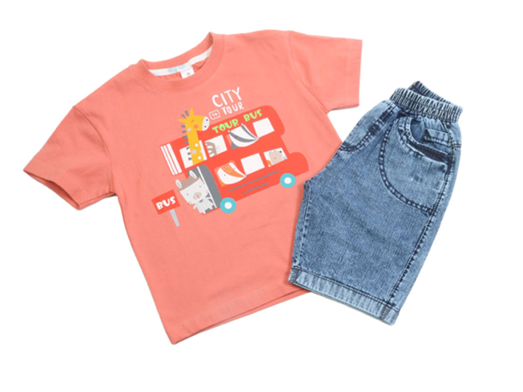 تیشرت و شلوارک جین پسرانه طرح حیوانات کیدومکس kido max