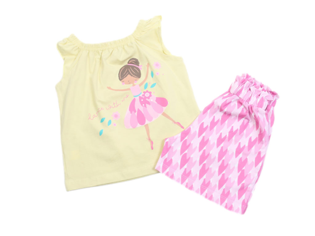 تاپ و شلوارک راحتی دخترانه طرح باله کیدومکس kido max