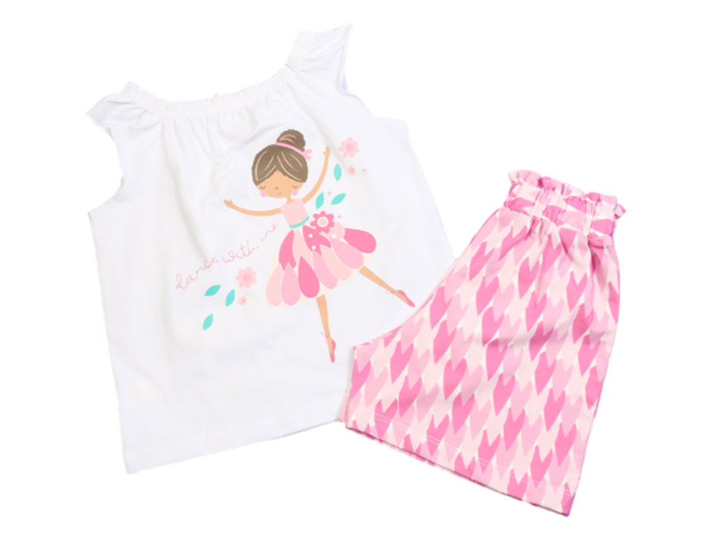 تاپ و شلوارک راحتی دخترانه طرح باله کیدومکس kido max