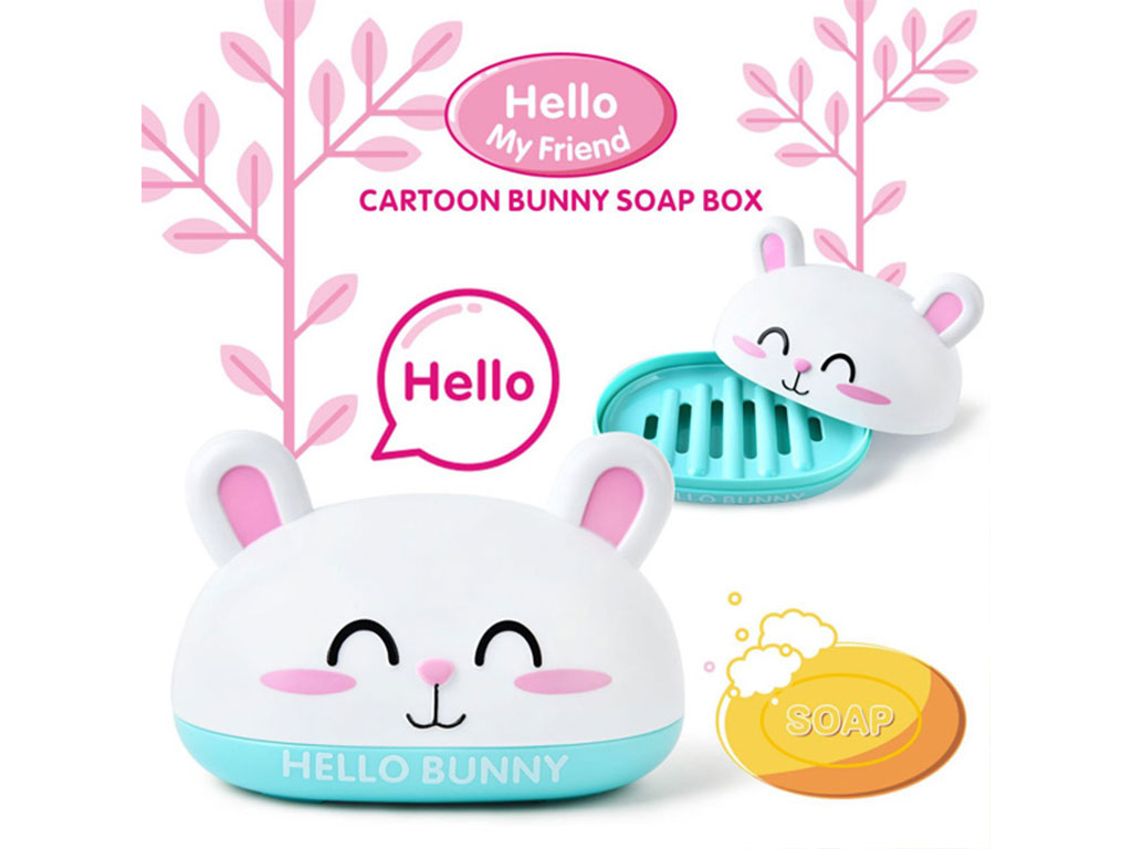 خرید اینترنتی جا صابونی فانتزی مدل HELLO BUNNY طرح خرگوش