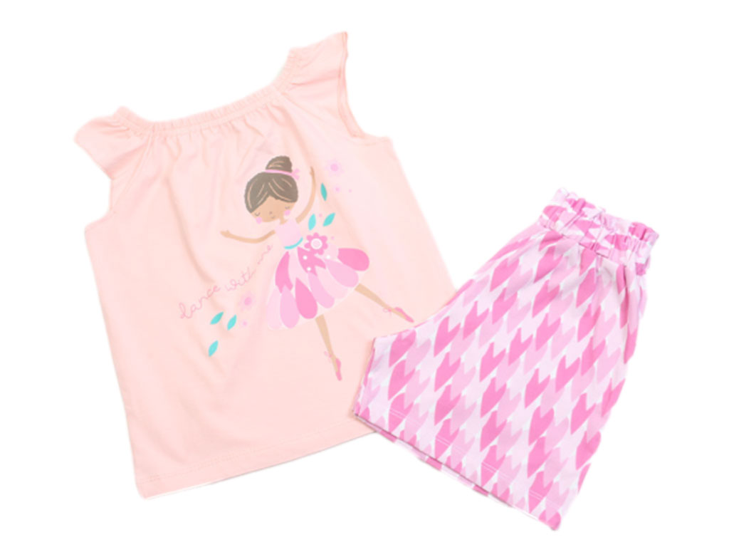 تاپ و شلوارک راحتی دخترانه طرح باله کیدومکس kido max