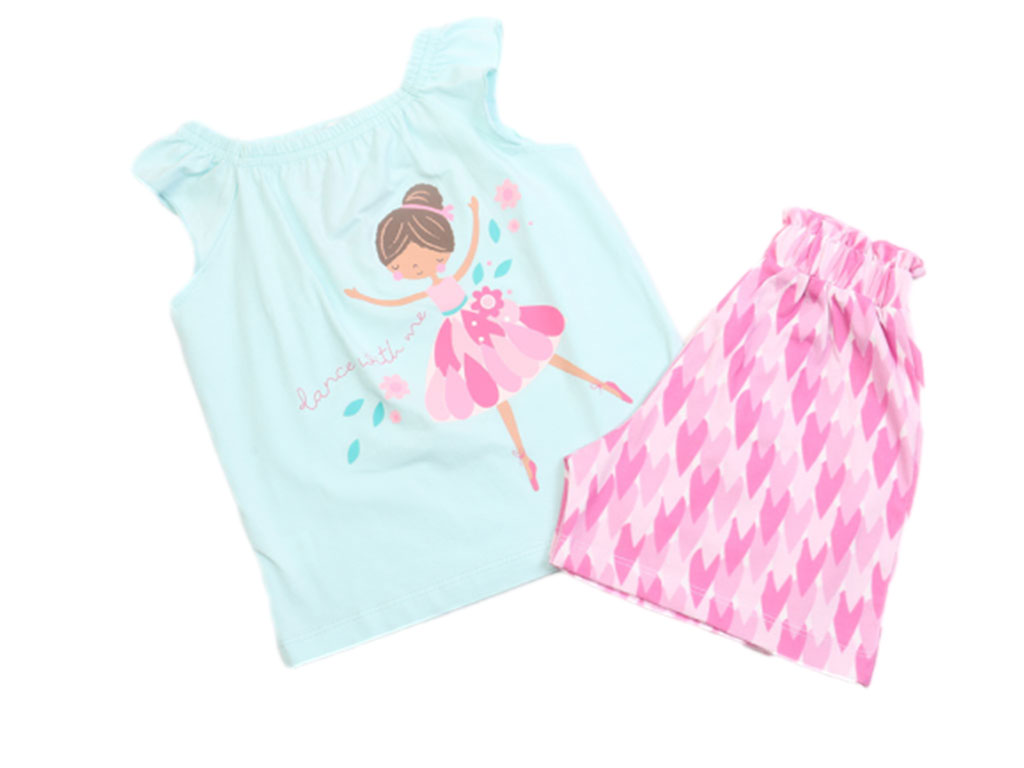 تاپ و شلوارک راحتی دخترانه طرح باله کیدومکس kido max