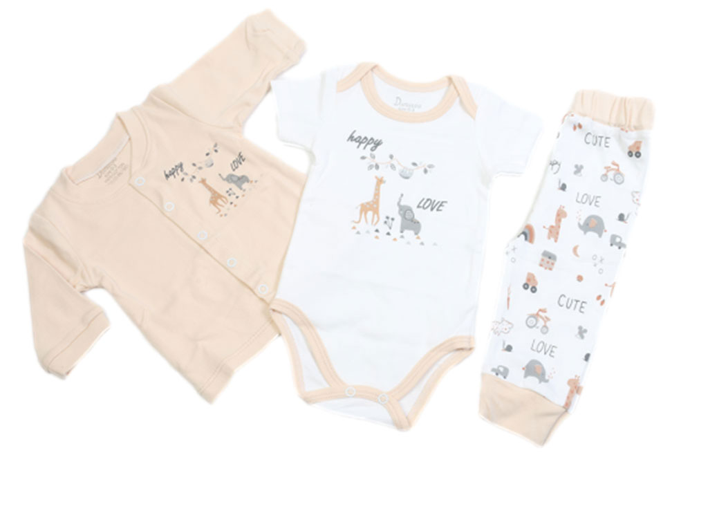 ست 3 تکه نوزادی مدل هپی لاو طرح حیوانات دانالو Danaloo