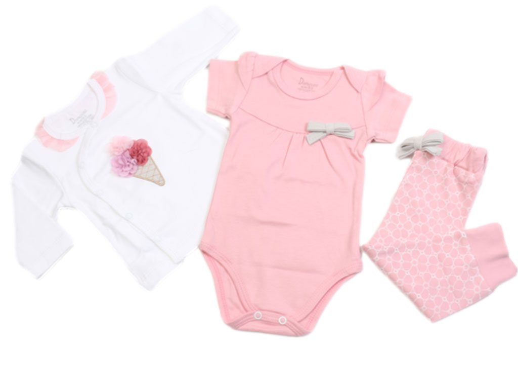 ست 3 تکه بیمارستانی نوزادی دخترانه طرح بستنی قیفی دانالو Danaloo