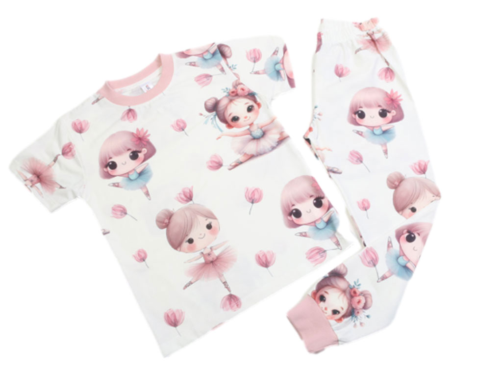 تیشرت و شلوار راحتی دخترانه طرح دختر بالرین کیدومکس KIDO MAX