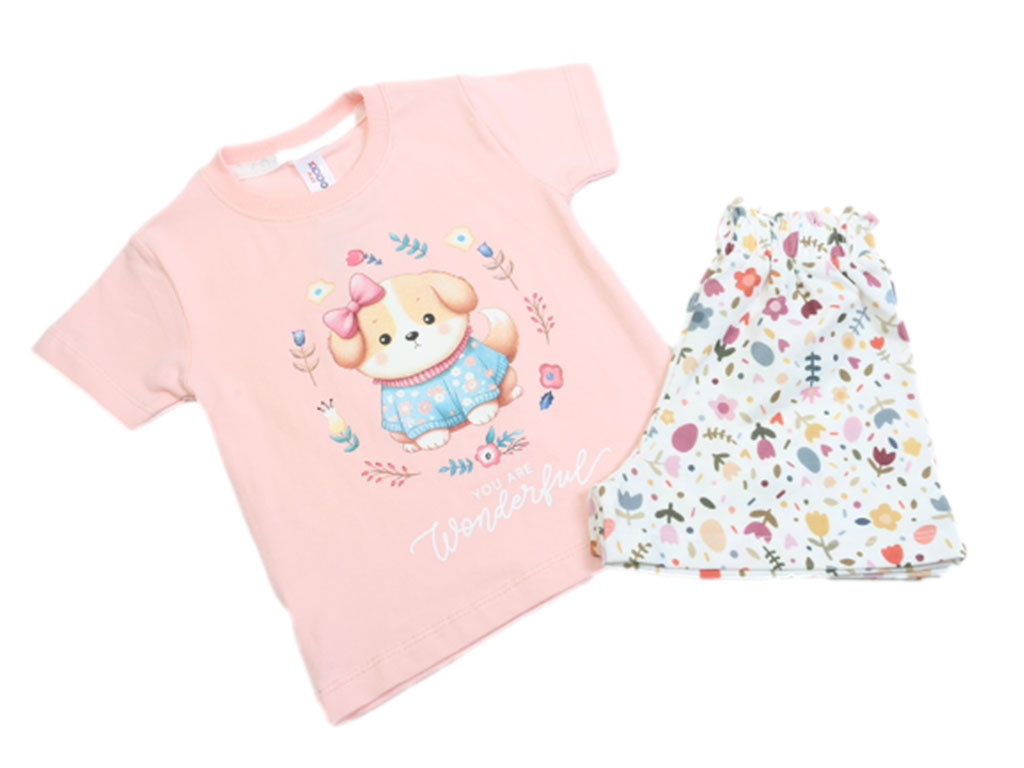 تیشرت و شلوارک دخترانه طرح دار کیدومکس kido max