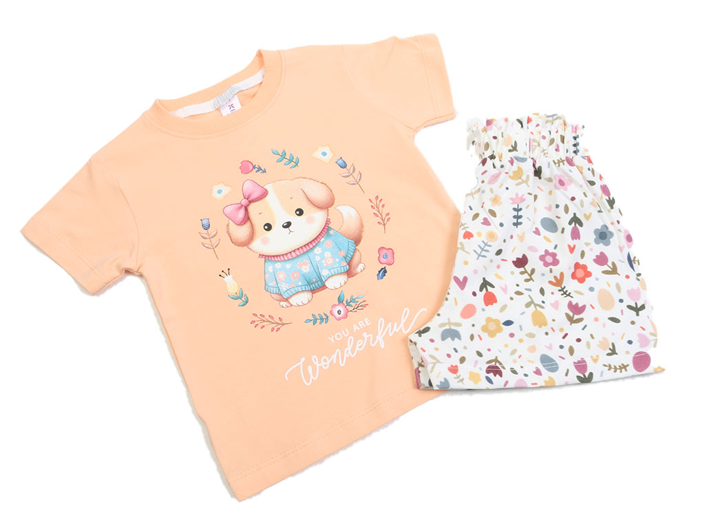 تیشرت و شلوارک دخترانه طرح دار کیدومکس kido max