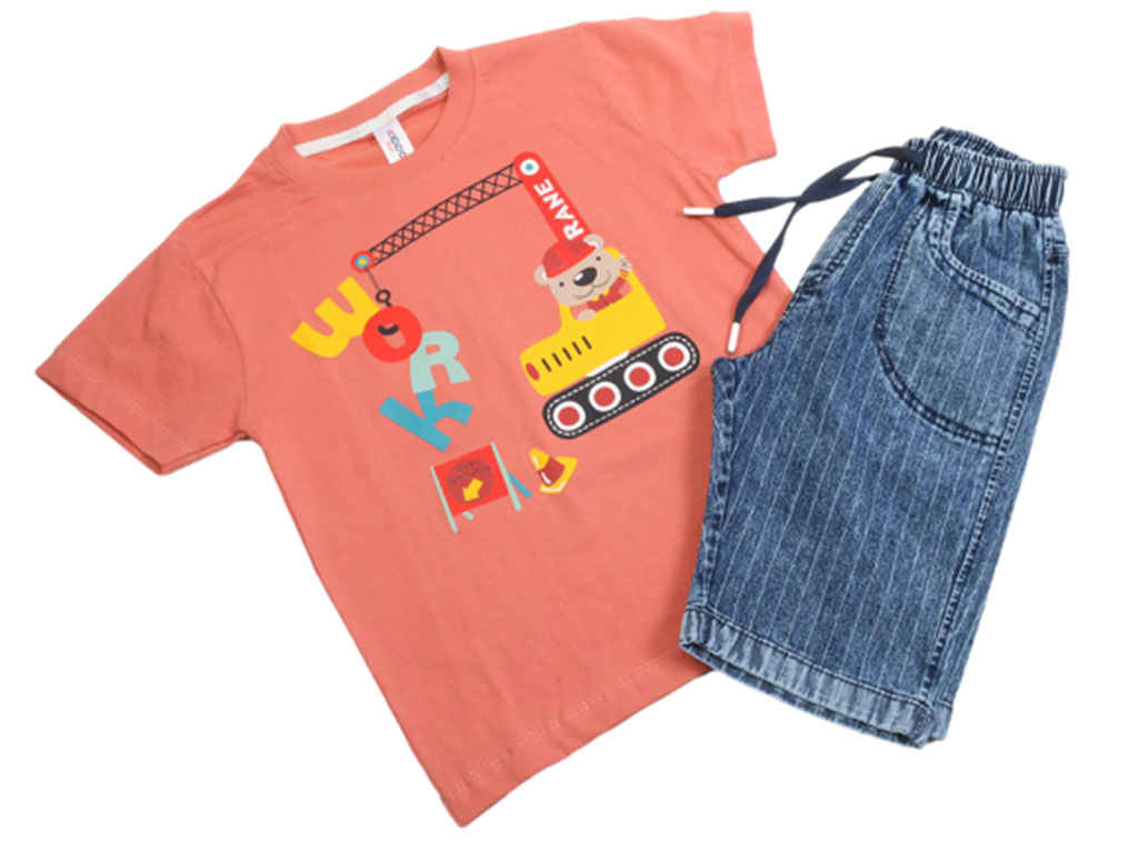 تیشرت و شلوارک پسرانه طرح وسایل نقلیه کیدومکس kido max