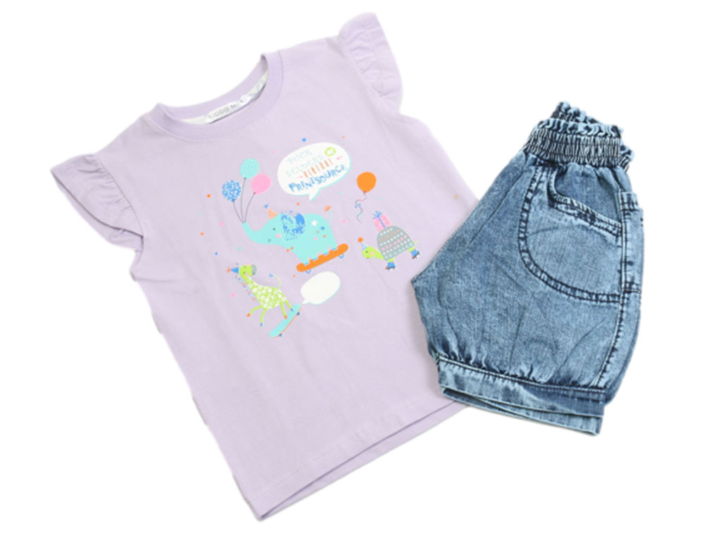 تیشرت و شلوارک جین دخترانه طرح حیوانات کیدومکس kido max