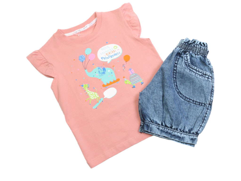 تیشرت و شلوارک جین دخترانه طرح حیوانات کیدومکس kido max