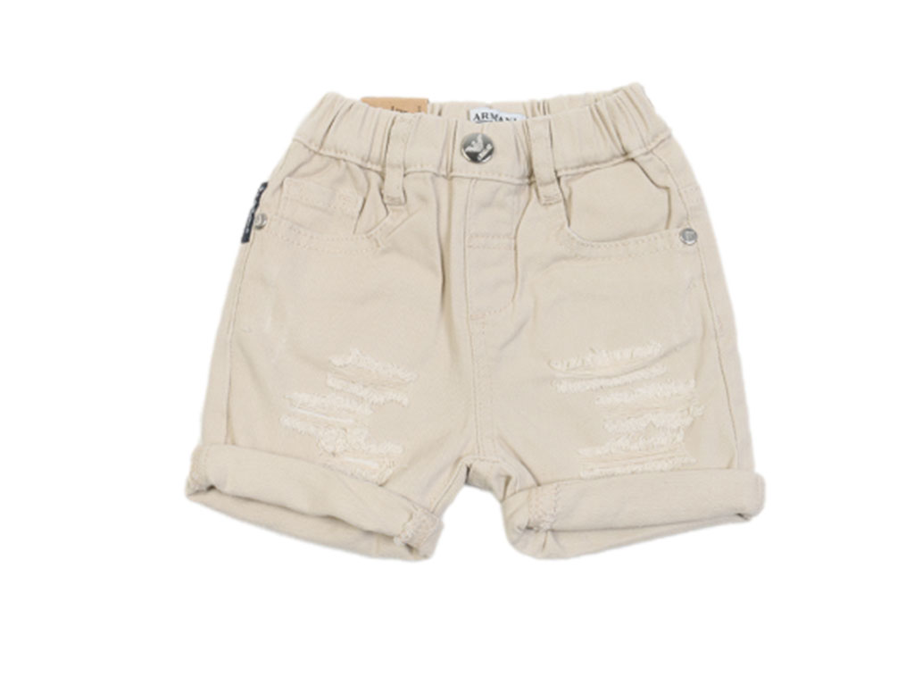 شلوارک کتان کرم رنگ زاپ دار نوزاد و کودک آرمانی بیبی Armani baby